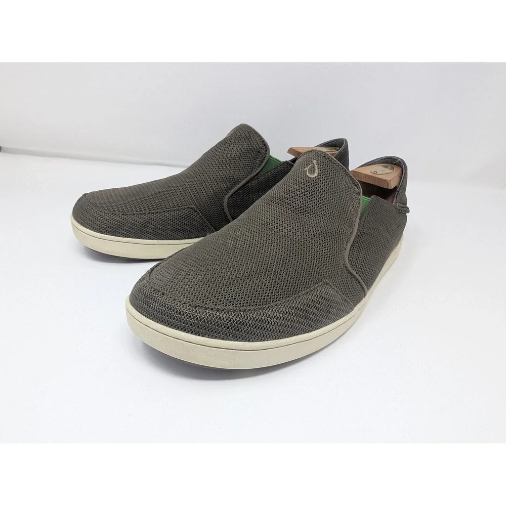 Olukai Men's Nohea Mesh Shoes 12 Mustang‎ Brown Breathable Drop-in Heel
